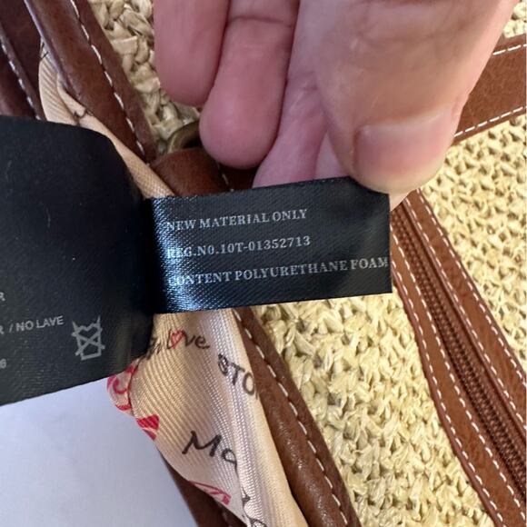 Stone Mountain Rio Ranch Tote Bag NEW Straw Vegan Leather - Picture 7 of 11